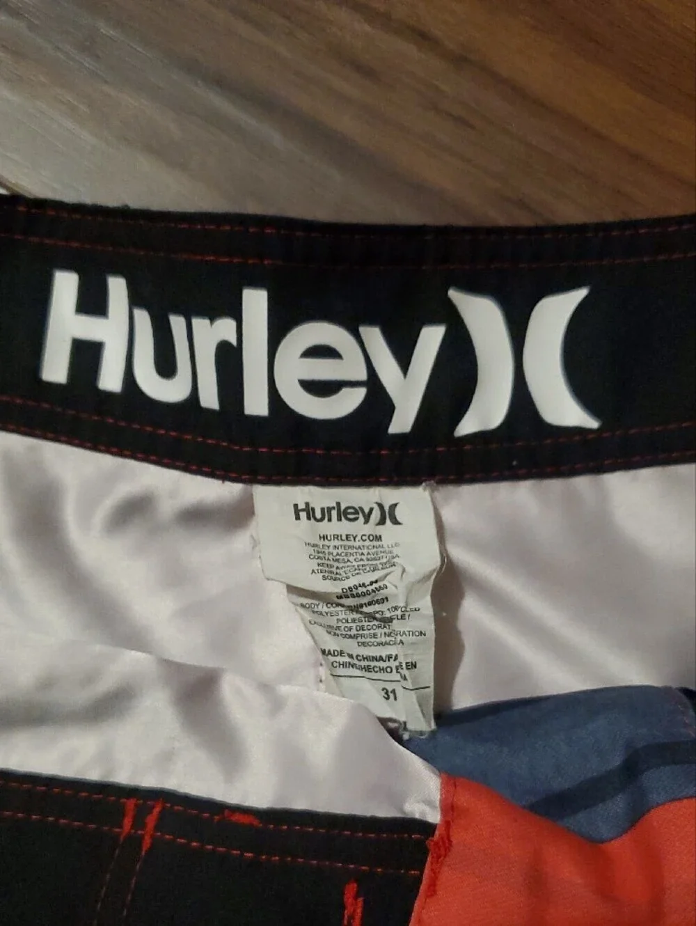 Hurley Red, Blue & White Gradient Stripe Boardshorts